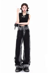 Y2K-Jeans mit hoher Taille und weiter Passform